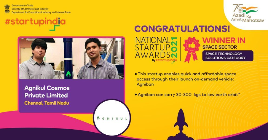 National Startup Award 2021 - Agnikul Cosmos Private Limited